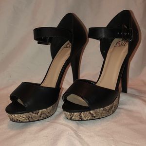 Open toe black stilettos